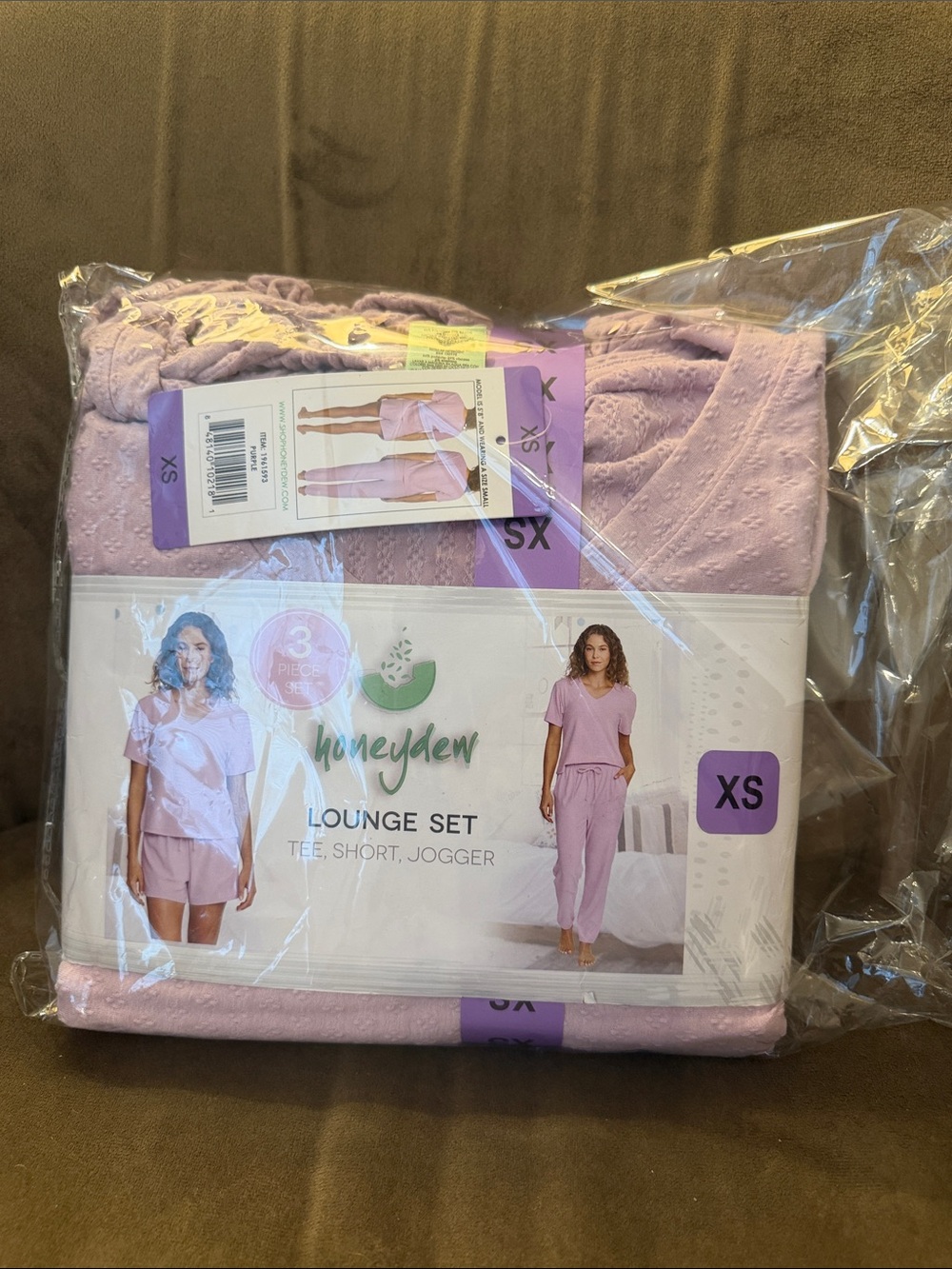 Honeydew Intimates Lavender Pink 3-Piece Lounge Set - Tee, Shorts & Jogger (XS)